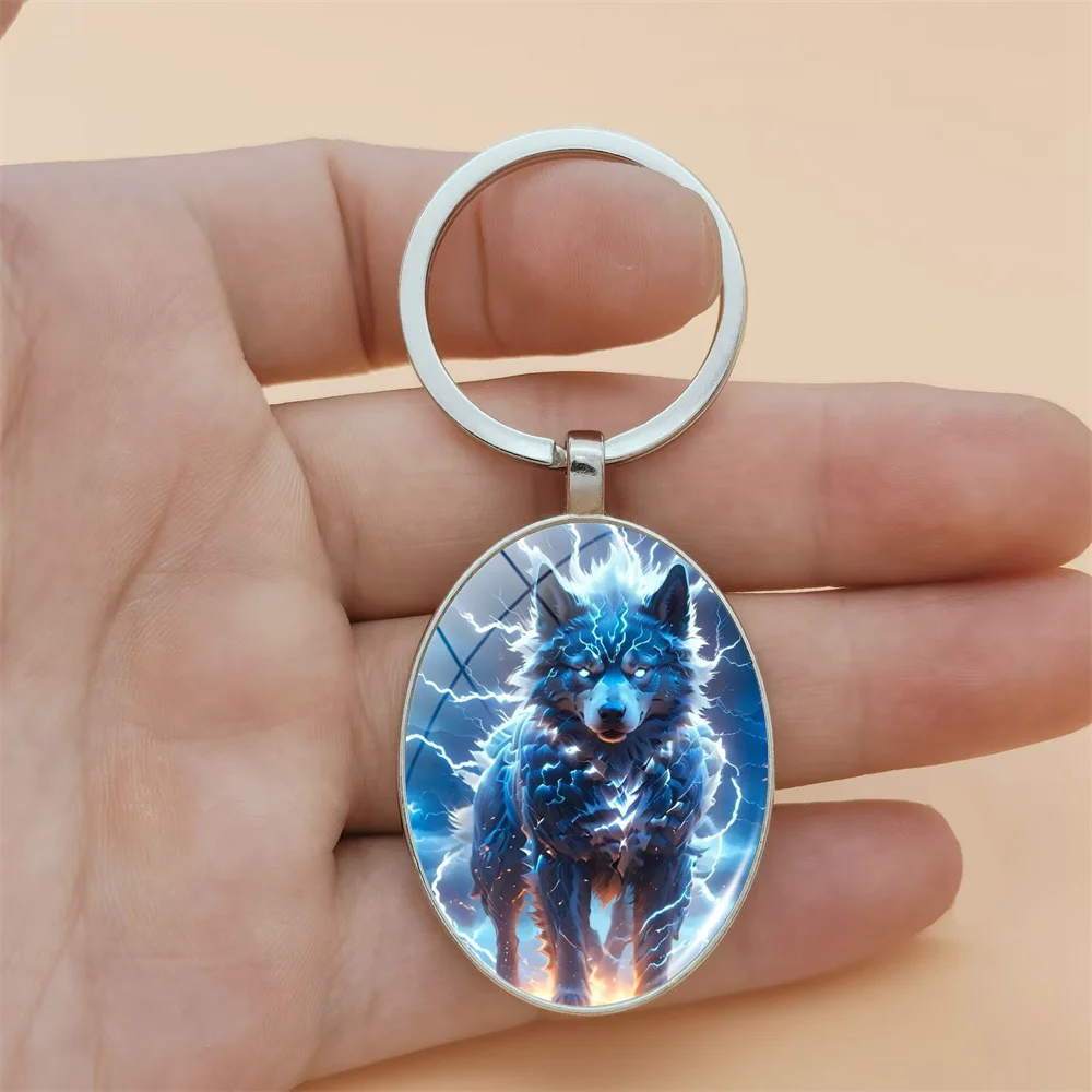 New 12 Zodiac Oval Keychain Glass Pendant Time Gem Animal Personalized Fashion Jewelry