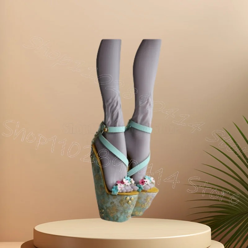 

Colorful Appliques Floral Print Platform Sandals Buckle Strap Women Shoes Wedges Heel New Party Banquet 2025 Zapatos Para Mujere