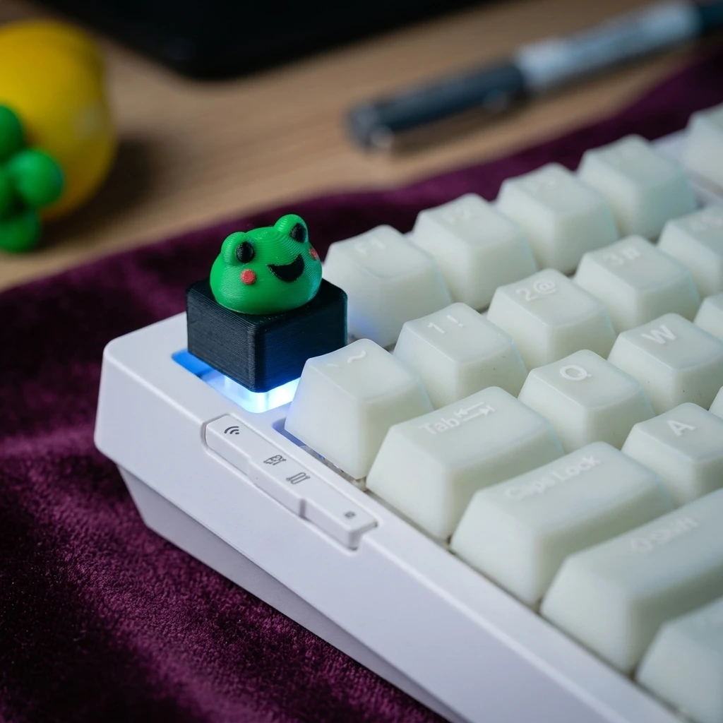 Cute Frog Artisan Keycap 3D Printed Kawaii Smiling Frog Cap for Cherry MX Switch Mechanical Gaming Keyboard Desk Setup Gift