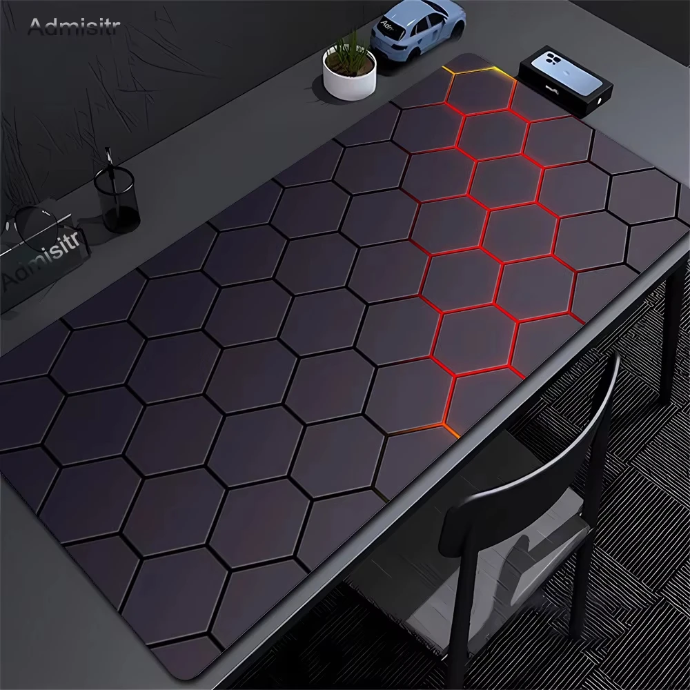 VIKAMA Black Gradient Honeycomb XXL Mouse Pad Modern Geometric Desk Mat Non Slip Rubber Pad For Office Gamer Home Decor