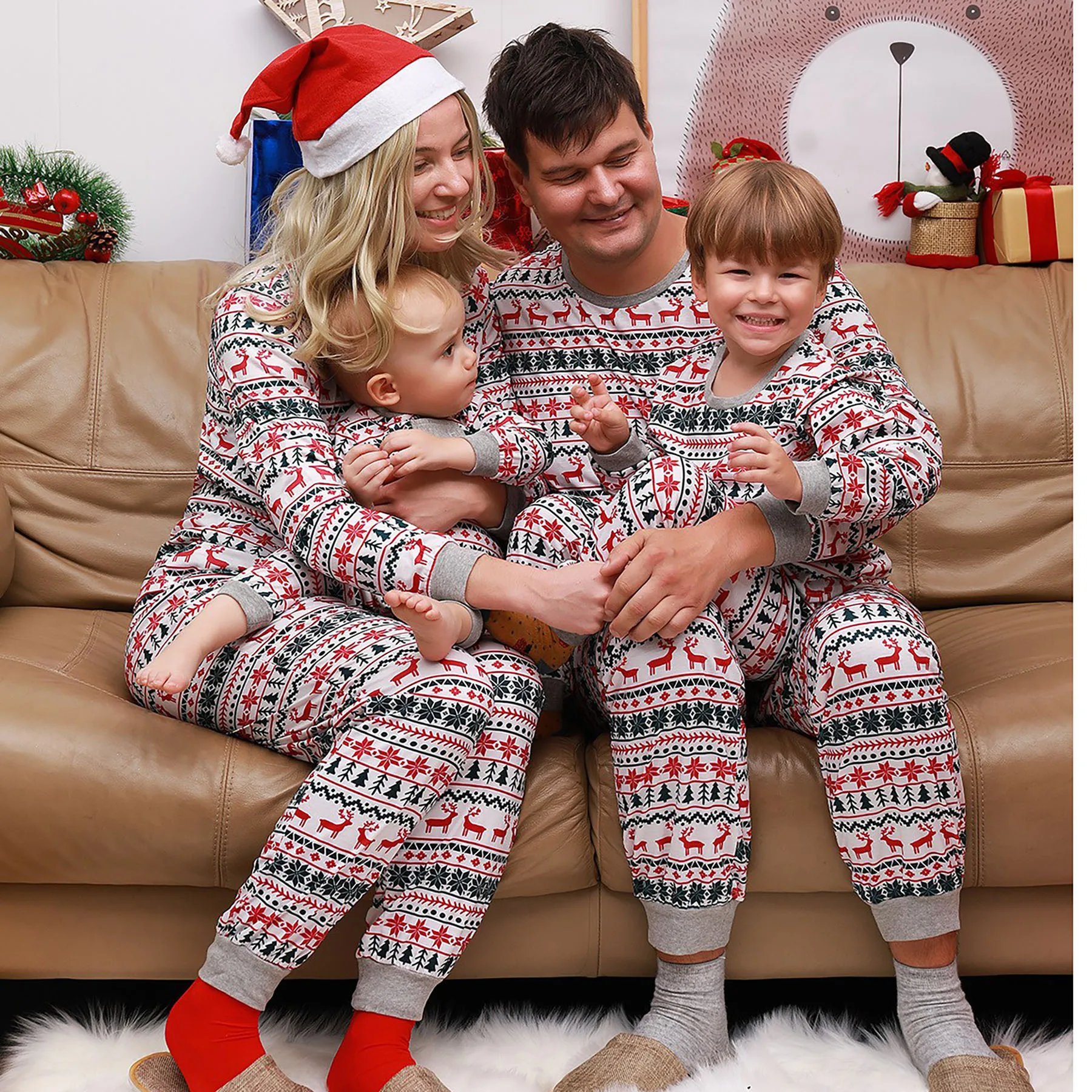 Mother Daughter Father Son Family Look Outfit Baby Girl Rompers Sleepwear Pyjamas 2023 Christmas Family Matching Pajamas