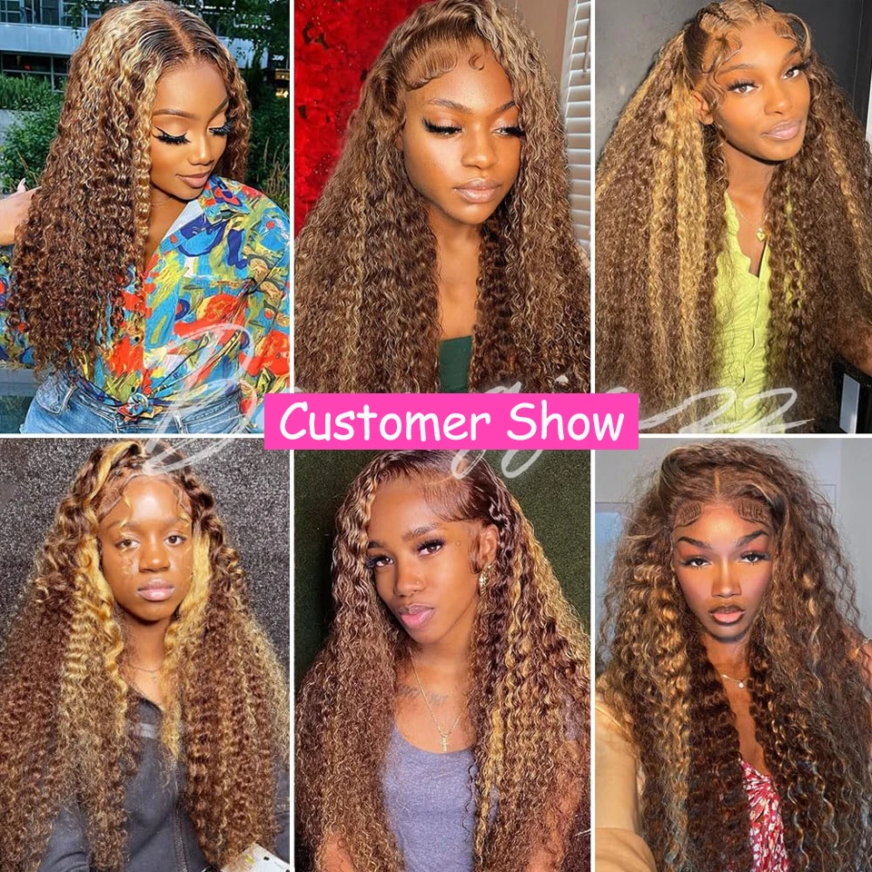 13x4 Highlight Wig Hd Lace Frontal Wig Honey Blonde Deep Wave Lace Front Human Hair Wigs For Women Glueless Lace Wig Ready to Go