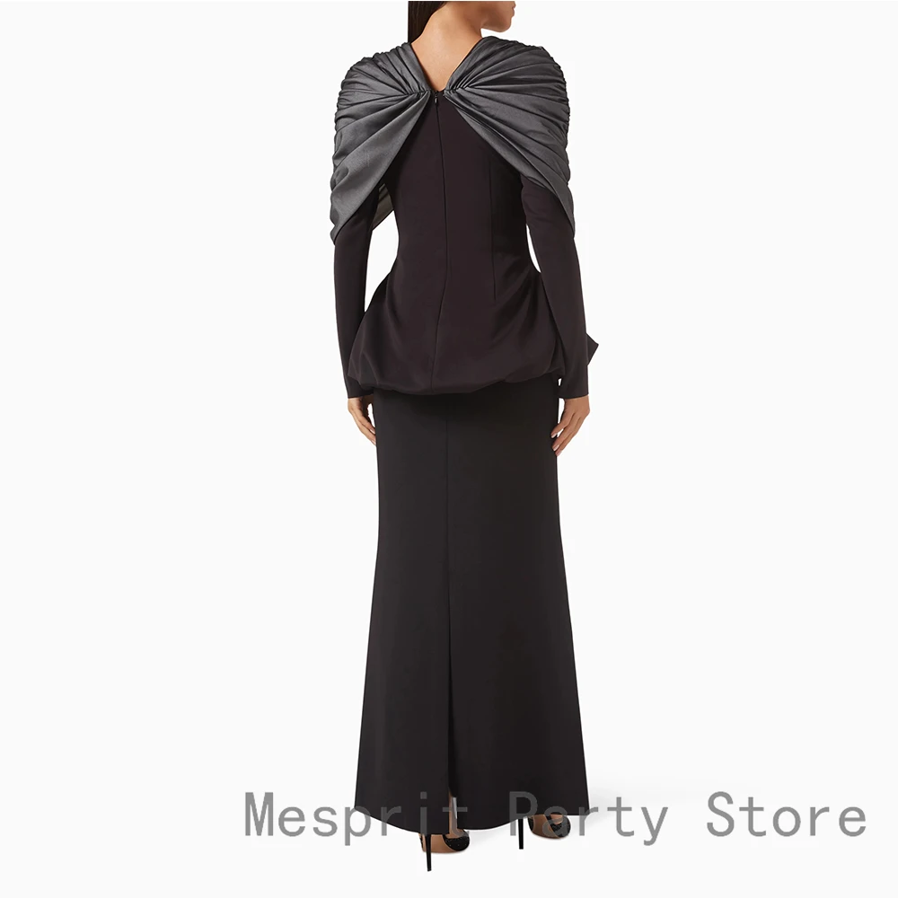 Modern Customized Mermaid Evening Dress Long Sleeves Saudi Arabia Dress Floor Length  Prom Dress Long Formal Party Gown