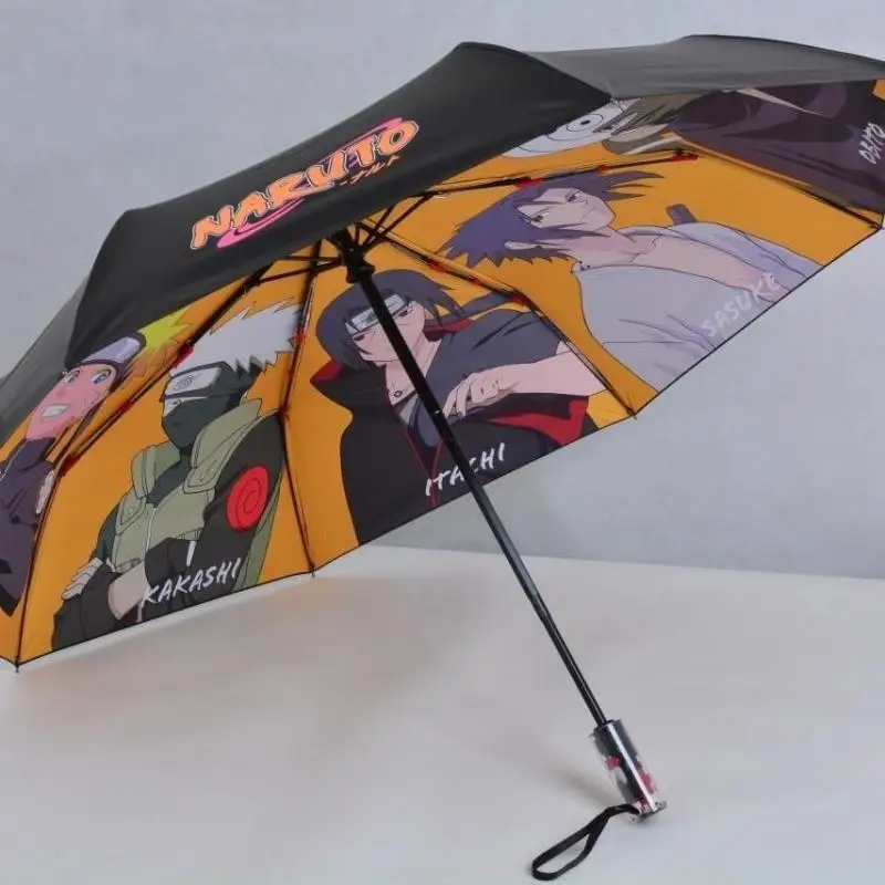 Naruto Akatsuki Fold Umbrella Anime Automatic Opening Closing New Automatic Ten Bone Umbrella Black Glue Sunscreen Umbrella