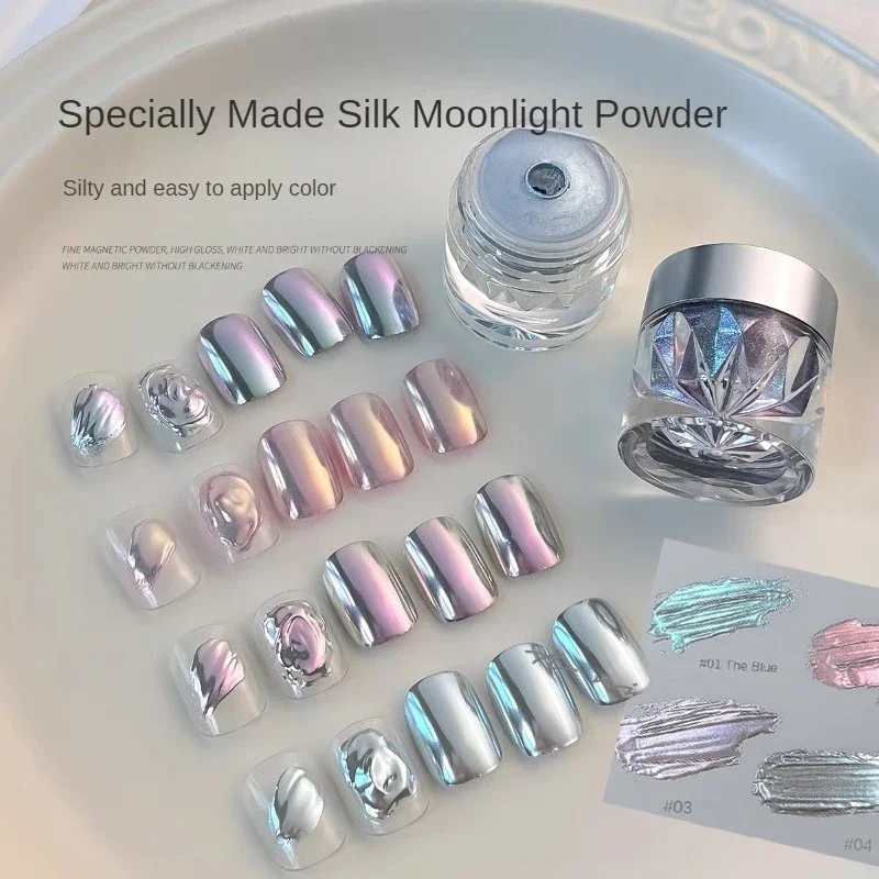 Moonlight Mirror Nails Powder Glitter Dust Chrome Cat Eye Powder Metal Whitening Nail Enhancement Aurora Powder Nail Decoration