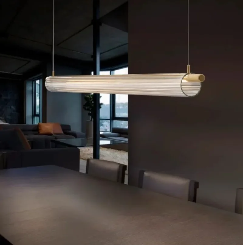 

Nordic Italian Designer Simple Villa Bar Lamp Study Room Tea Room Long Strip Lighting Restaurant Chandelier