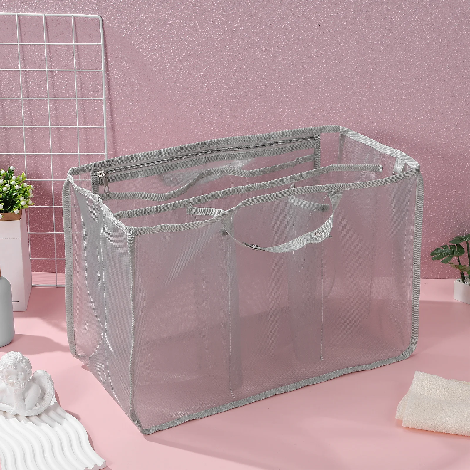 

Transparent Mesh Tote Bag Large Capacity Beach Travel Organizer For Swimming Outdoor Activities Hollow Beach Tote Bags Women