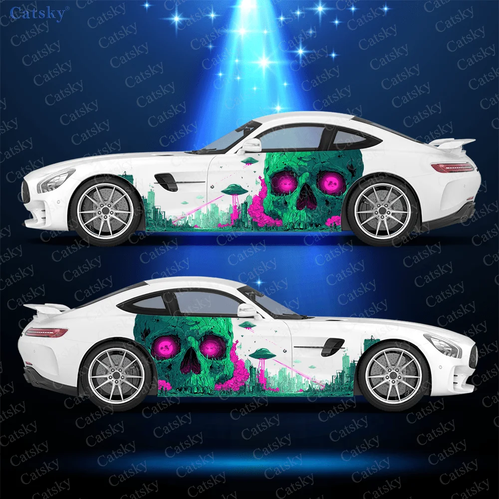 

Dark Apocalyptic City Skull Car Vinyl Wraps Decal Self-adhesive PVC Sticker Suitable for Trucks SUV Decor Auto Accessories Gift