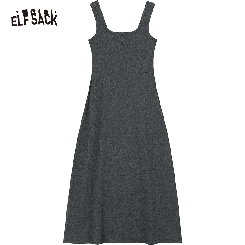 ELFSACK Sports and Casual Tank Top Skirt for Women's 2024 Summer New Small and Slim Sleeveless Dress