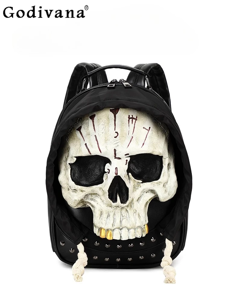 

2025 New Japanese Original Dark Punk Black Backpack Y2K Subculture Sweet Cool Girl Large Capacity School Bag for Women