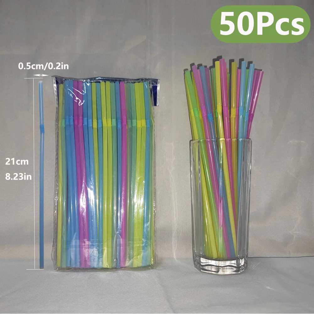 50-1000 Stuks Rietjes Kleurrijke Rietjes Flexibele Trouwbar Feestartikelen Rietjes Keuken Best Verkopende Groothandel