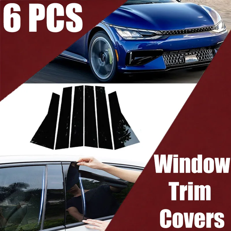 

6PCS B C Pillar Window Trim Covers For Kia EV6 GT-Line Accessories 2023~2025 2022 2024 Center Column Stickers Auto Accessories