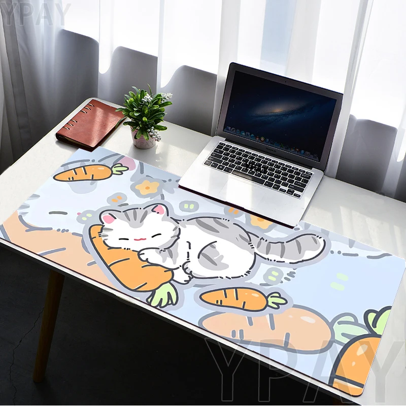 

Big Mouse Pad Cat Large Gamer Mousepad XXXL Mouse Mats 100x50cm Nonslip Rubber Laptop Desk Pad Kawaii Deskpads Locking Edges