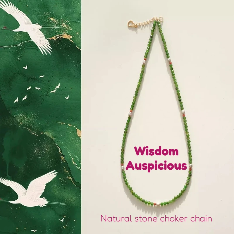 

Ожерелье-чокер из натурального камня, приносящее удачу, для мужчин и женщин, амулет-оберег ‌ Изящное ювелирное украшение из зеленого камня с цепочкой, приносящее удачу и мудрость
