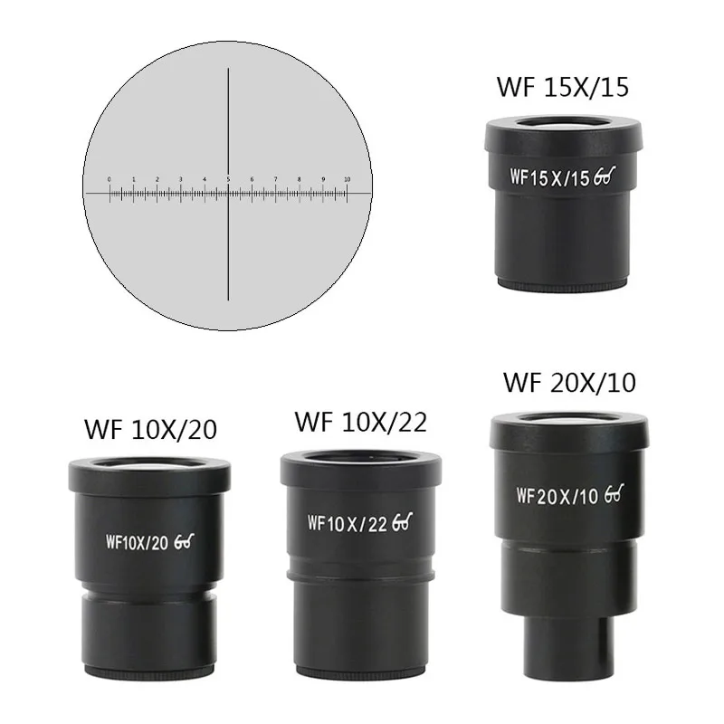 WF10X/20mm/22mm WF15X/15 WF20X/10 Adjustable WF10X/22 Scale Wide Viewfield Eyepiece Cross Ruler 30mm Interface Microscope Lens