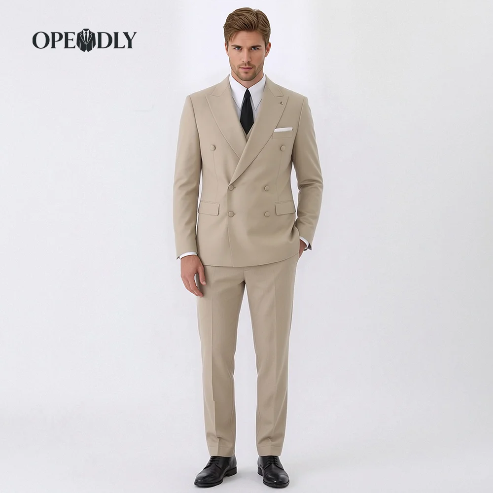 

OPEODLY Men's Slim Fit 3 Piece Tuxedo Suit - One Button Blazer Jacket Vest Pants Set for Formal Wedding And Business Occasions