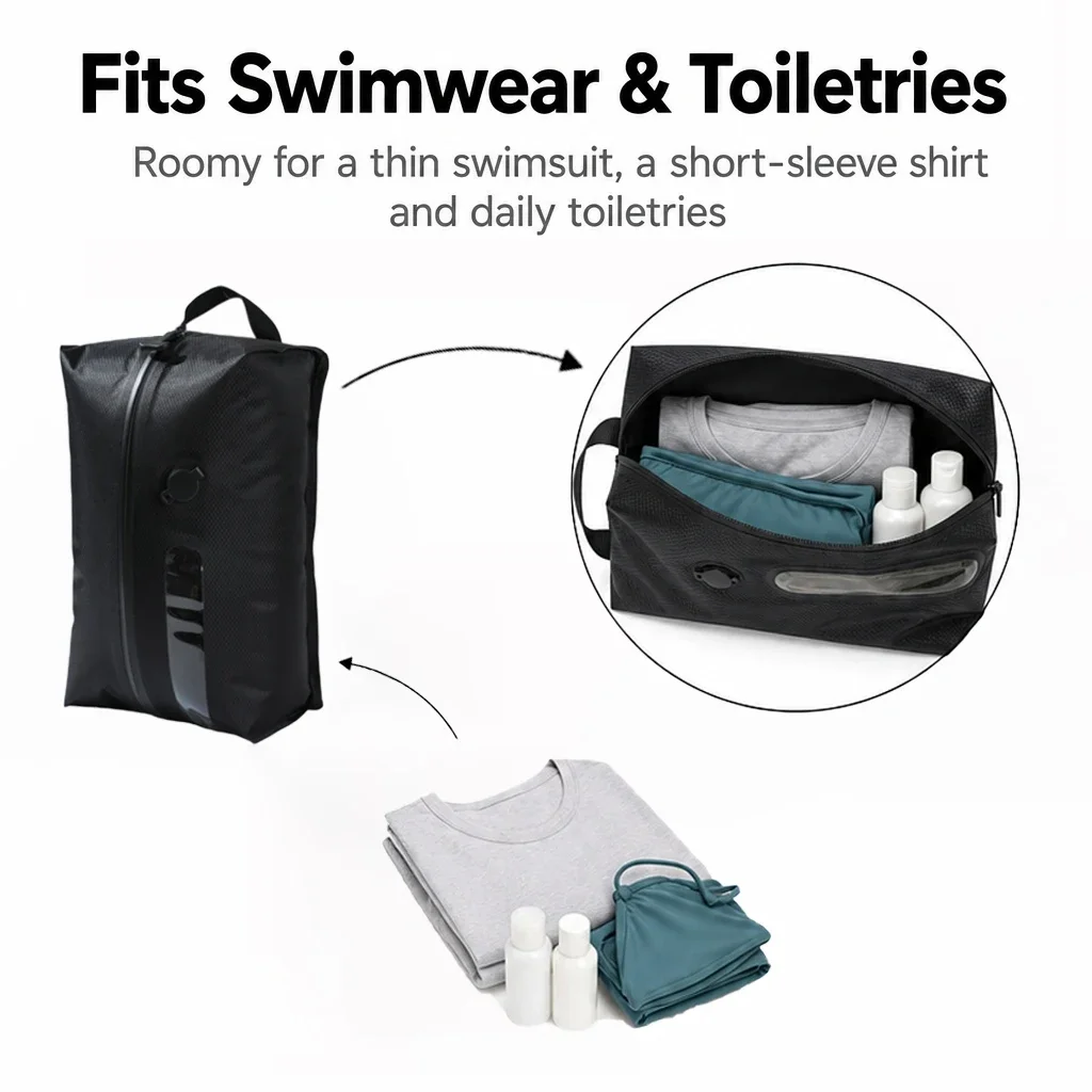 Makeup Storage Bag & Travel Pouch—Personalized Manual Vacuum Compressible Toiletry Bag & Summer Beach Tote,Back-to-School Season