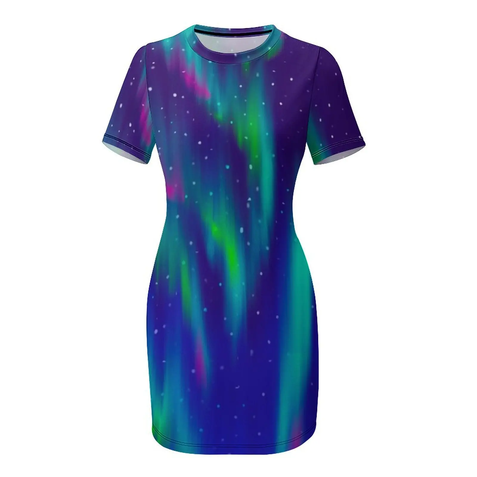 Vestido colorido aurora de manga corta, vestido de noche elegante y elegante, vestido largo de verano para mujer, cumpleaños para mujer