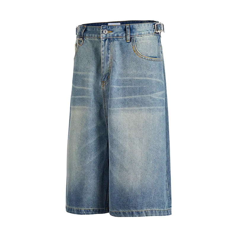 MADE EXTREME Retro Denim Cropped Jorts Heavy Summer Casual Shorts for Men Y2k Jeans