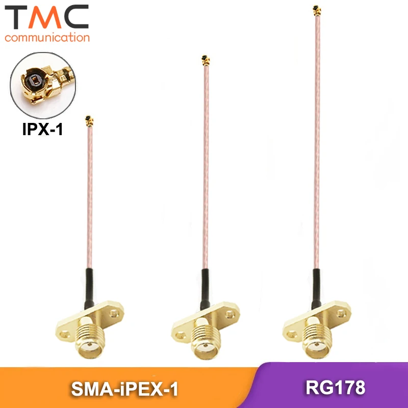 5cm - 30cm IPX -1 U.fl IPEX to SMA RP-SMA Female 2 Hole Flange Panel Mount Connector RG178 RF Coaxial Cable Pigtail Jumper