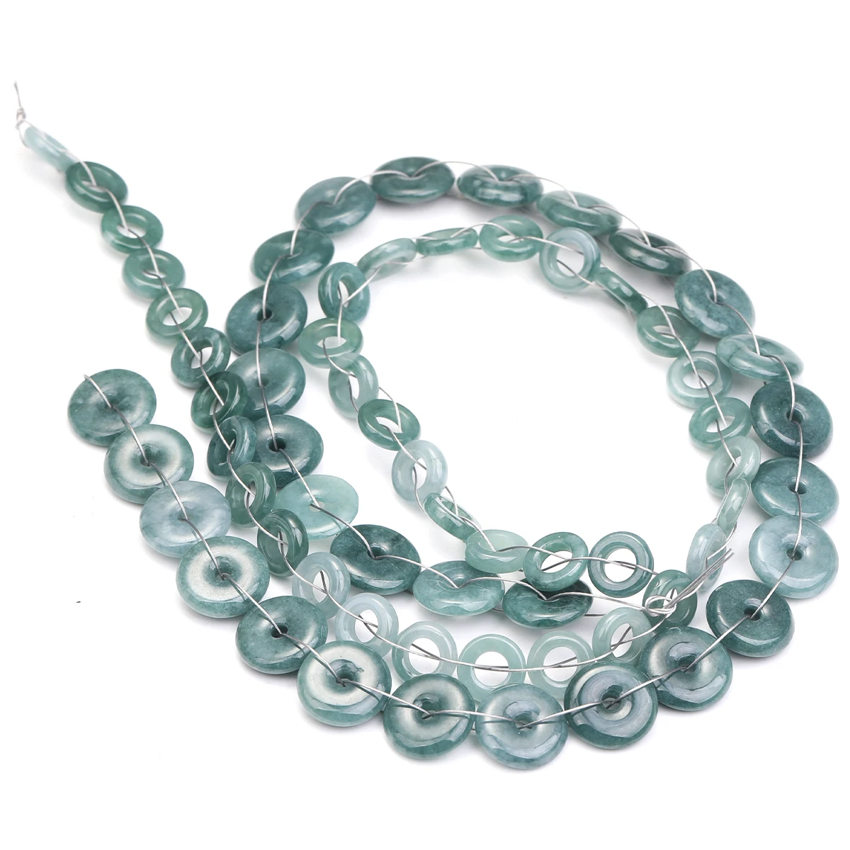 Natural Jadeite Ice Blue Jade Protect Peace Jade DIY Bracelet Bangle Charm Jadeite Accessories Amulet Gifts Women Men