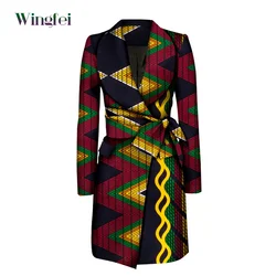 African Women Boubou Ankara Print African Jacket Coat for Women Bazin Riche Cotton Long Sleeve Abaya Trench for Women WY6118