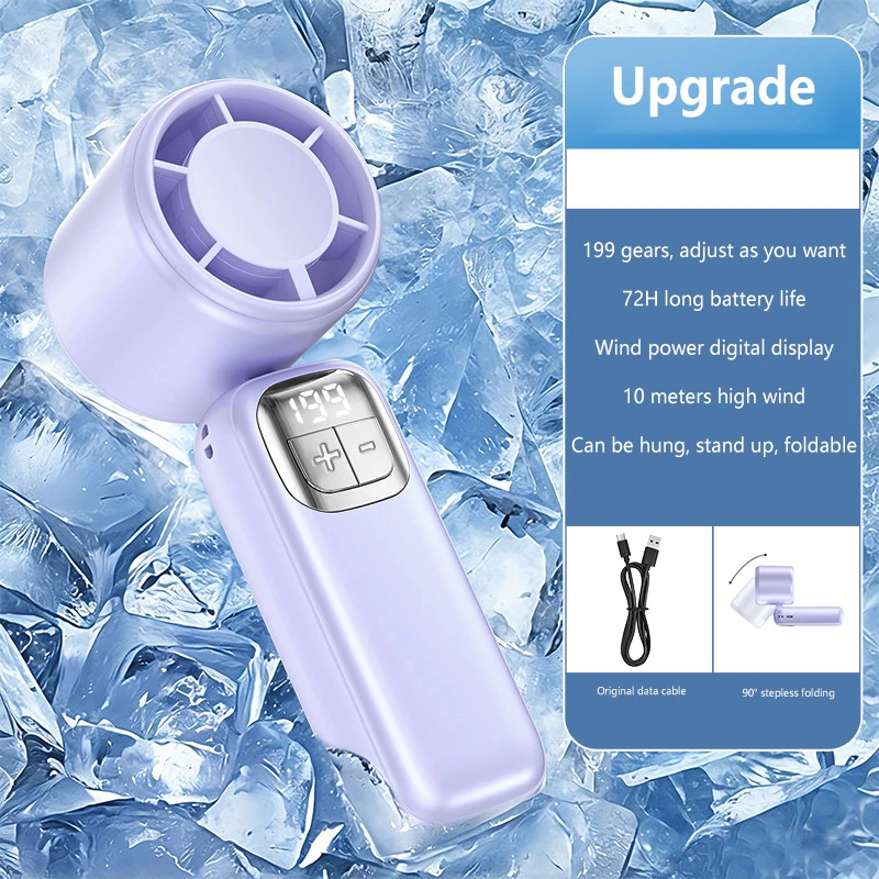 Lenovo 199 Hochgeschwindigkeits-Turbo-Jet-Ice-Kühler-Ventilator, USB-aufladbarer Handventilator mit bürstenlosem Motor für Outdoor, Büro und Reisen