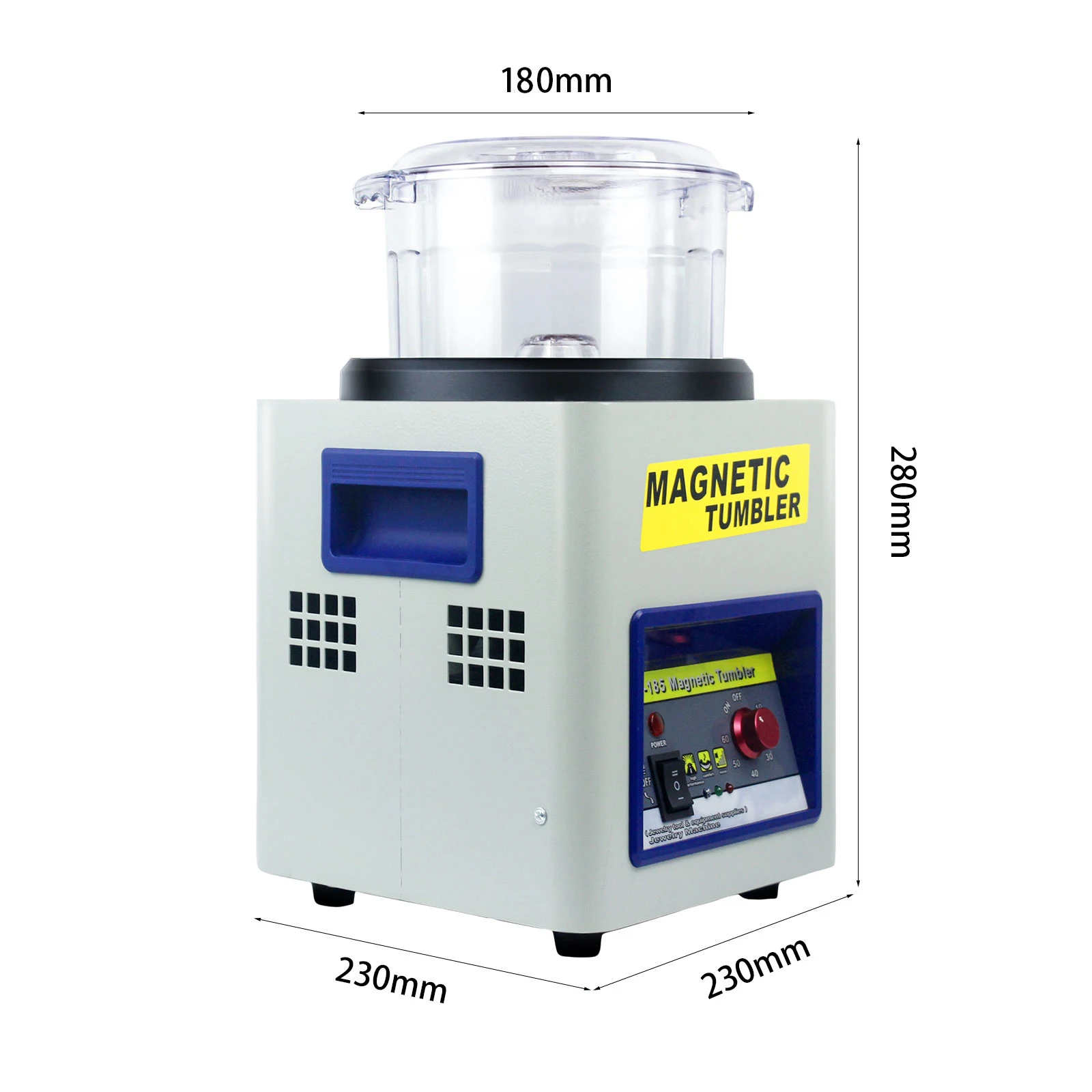 Magnetic Tumbler Jewelry Polisher - 180mm, 2000 RPM Finishing Machine with Adjustable Speed - Ideal for All Types of Jewelry (JH