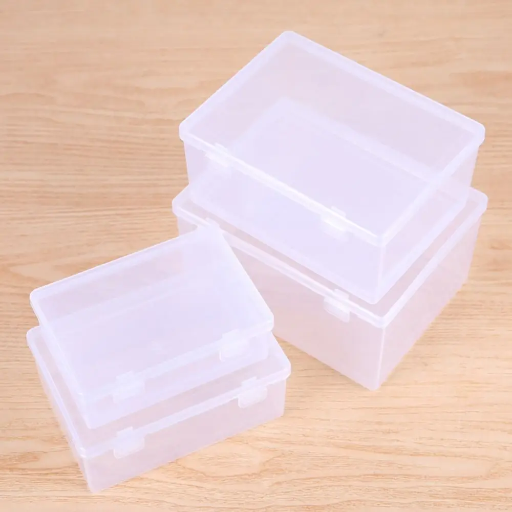 1Pcs Thickened Storage Box Transparent Portable Flip Box Small Medium Large Rectangle Plastic Case