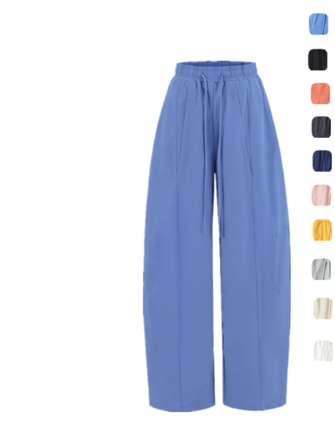 Amerikaanse Sle hoge taille wijde pijpen broek Dstring losse pasvorm casual broek ademend luie vloerlengte gordijnbroek