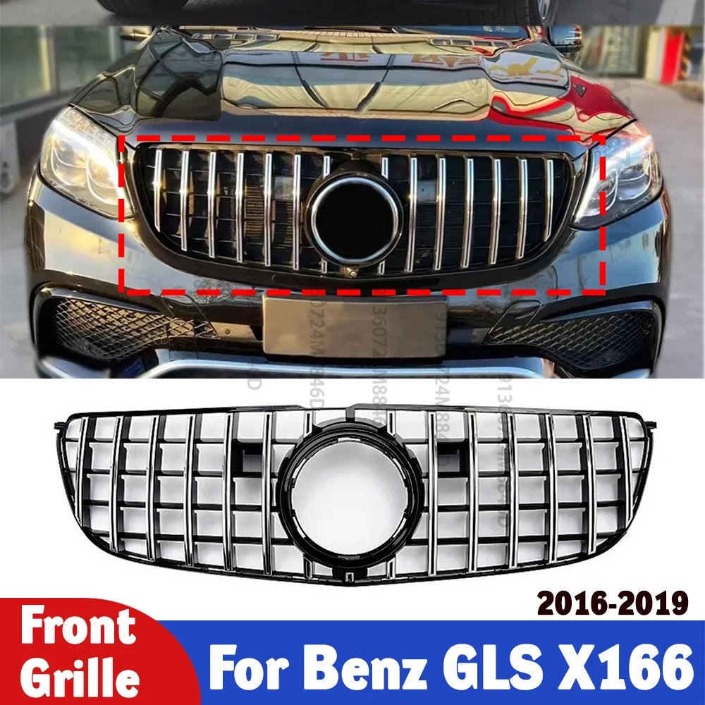

Car Styling Front Mesh Grille for Benz GLS X166 2016-2019, Tuning Parts GT Air Intake Grill Replacement for GLS400 GLS450 GLS500