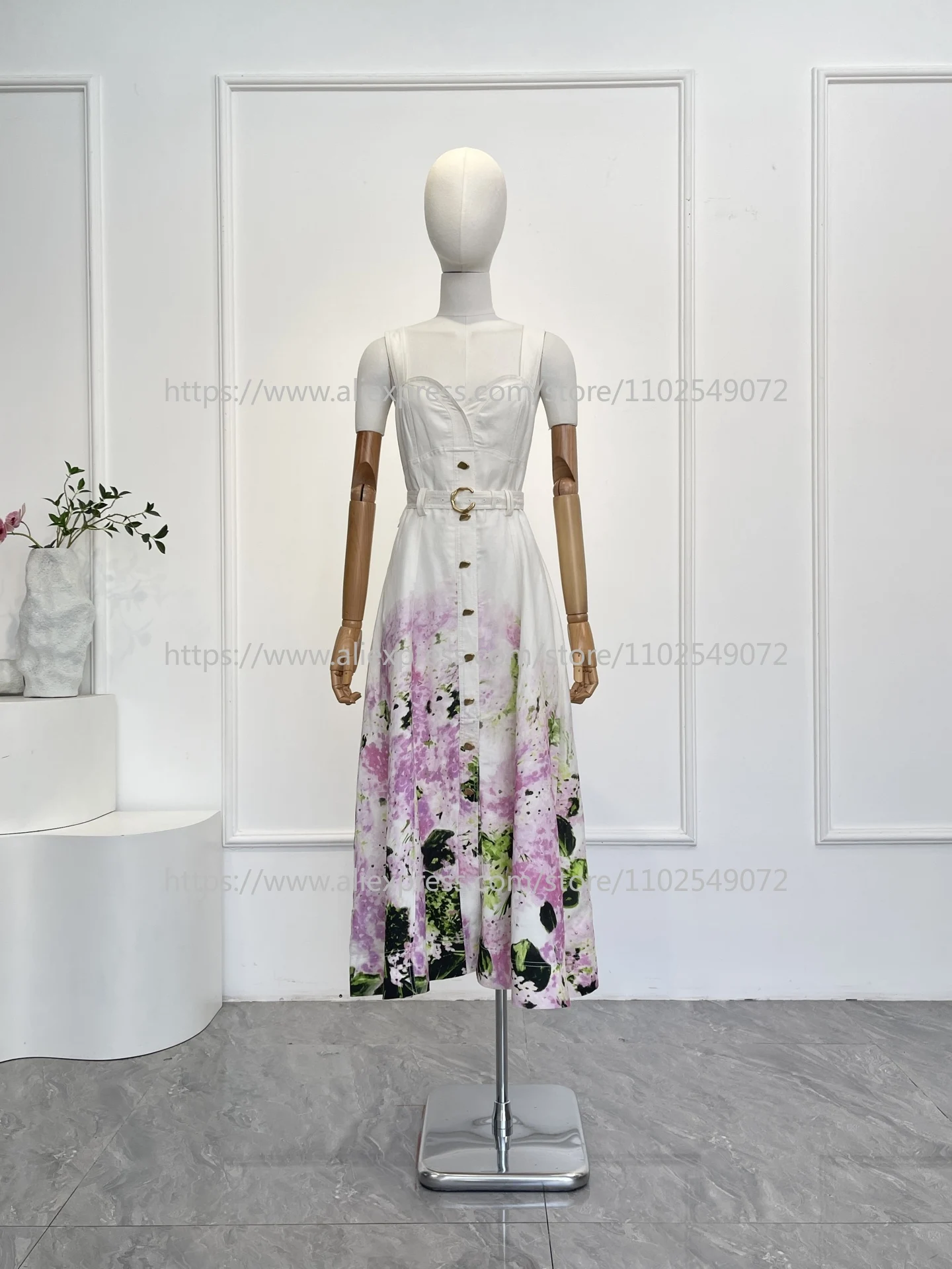 

2026 New Spring Summer High Quality Floral Print Sleeveless Strapless Women Tank Midi Dress for Holiday