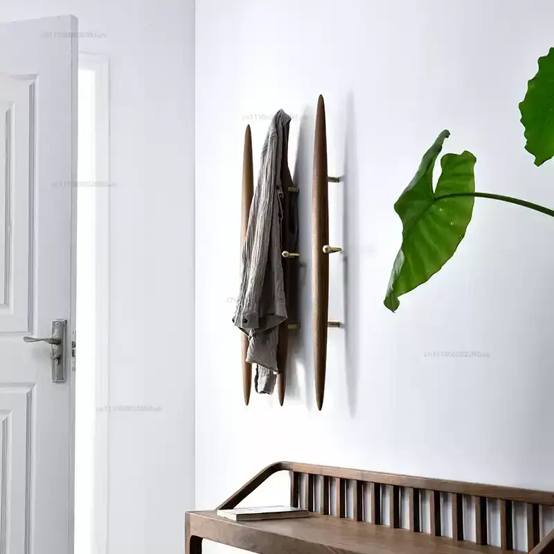 Simplicity Luxury Nordic Wall Hanging Coat Racks Vintage Coat Stand Black Walnut Solid Wood Bedroom Coat Hat Rack Home Japanese