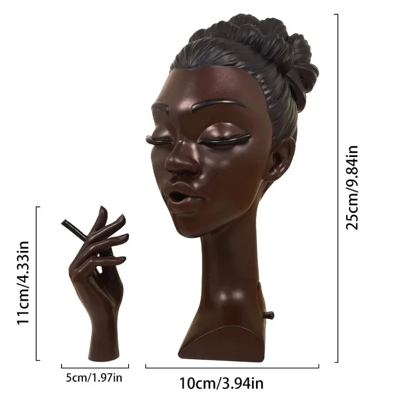 Black Woman Head Incense Burner Holder, Resin Sandalwood Censer, Smoking Incense Craft Ornament, Home Desk Table Decoration