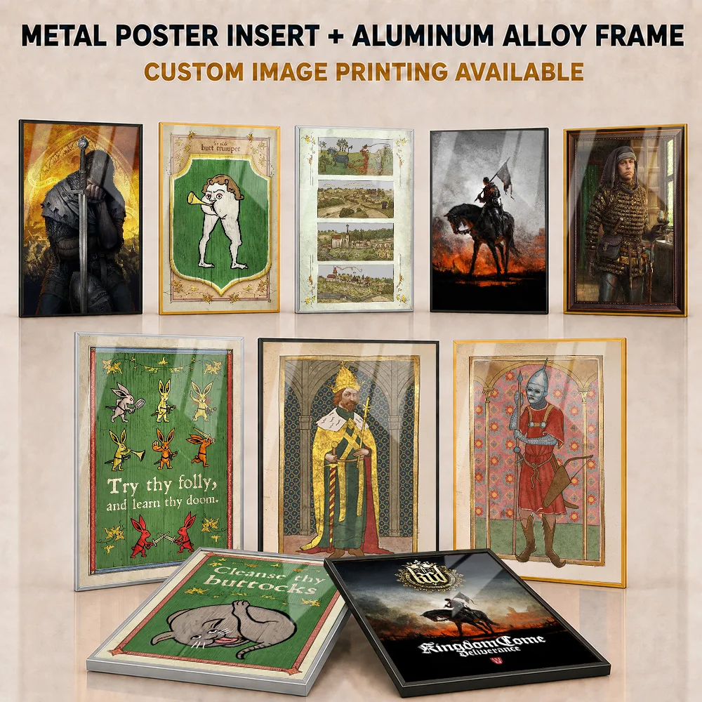 Kingdom Come_ Deliverance Framed Metal Poster Personalized Photo Epic Historical Adventure Style Wall Art For Study Player Gift