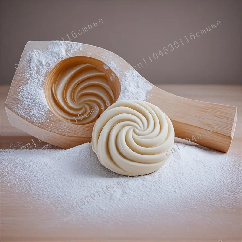 Household Kitchen Handmade Pasta Bag Baozi Pattern Steamed Bread Mould Baking Wooden Pasta Flower Roll Walnut Mooncake Mould
