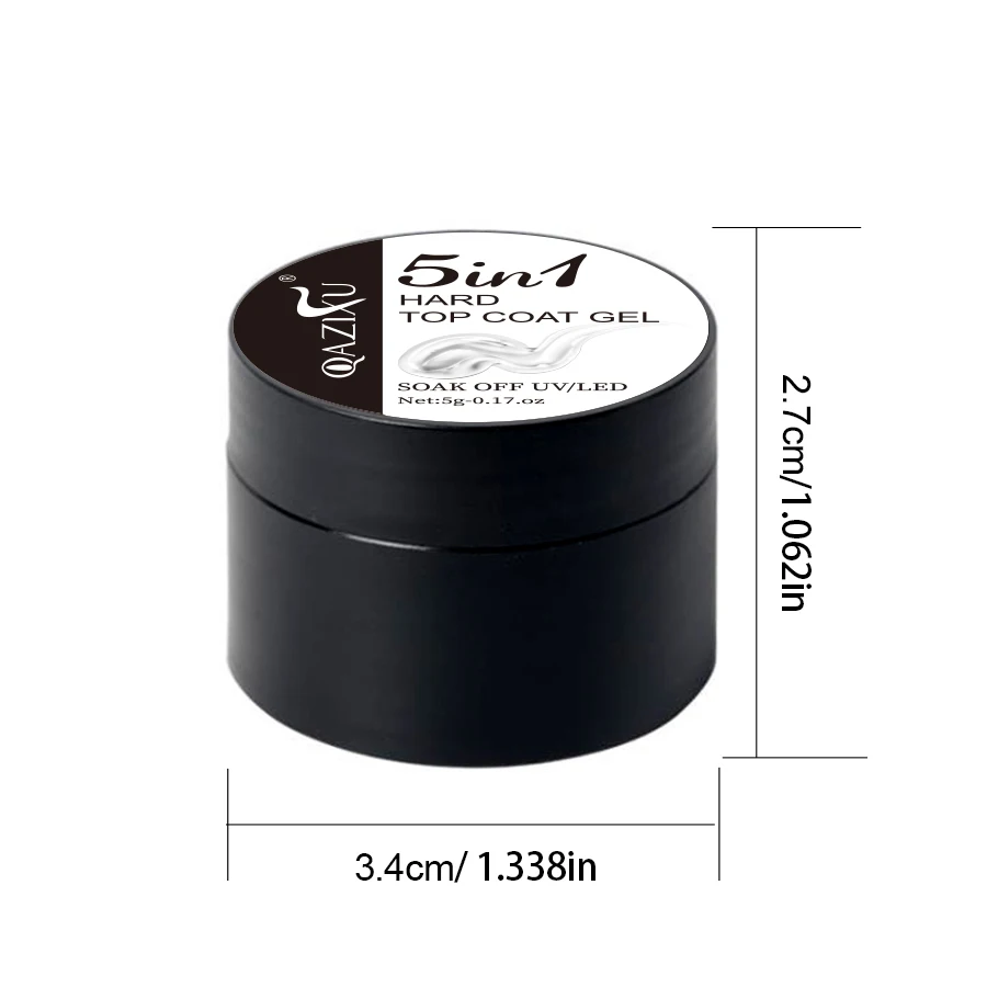 QAZIXU Multi-purpose Universal Nail Polish Gel Transparent Clear Top Coat Semi-permanent Soak Off UV/LED Nail Art Design