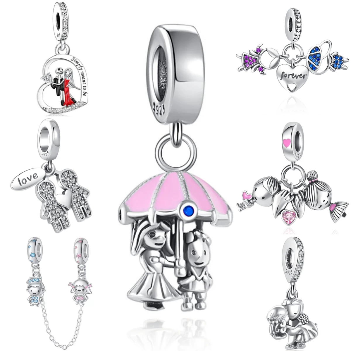 

Новый популярный семейный кулон из стерлингового серебра 925 пробы для мальчиков и девочек, подходит для оригинальных браслетов, ювелирных изделий, подвеска «сделай сам», для свадебного подарка