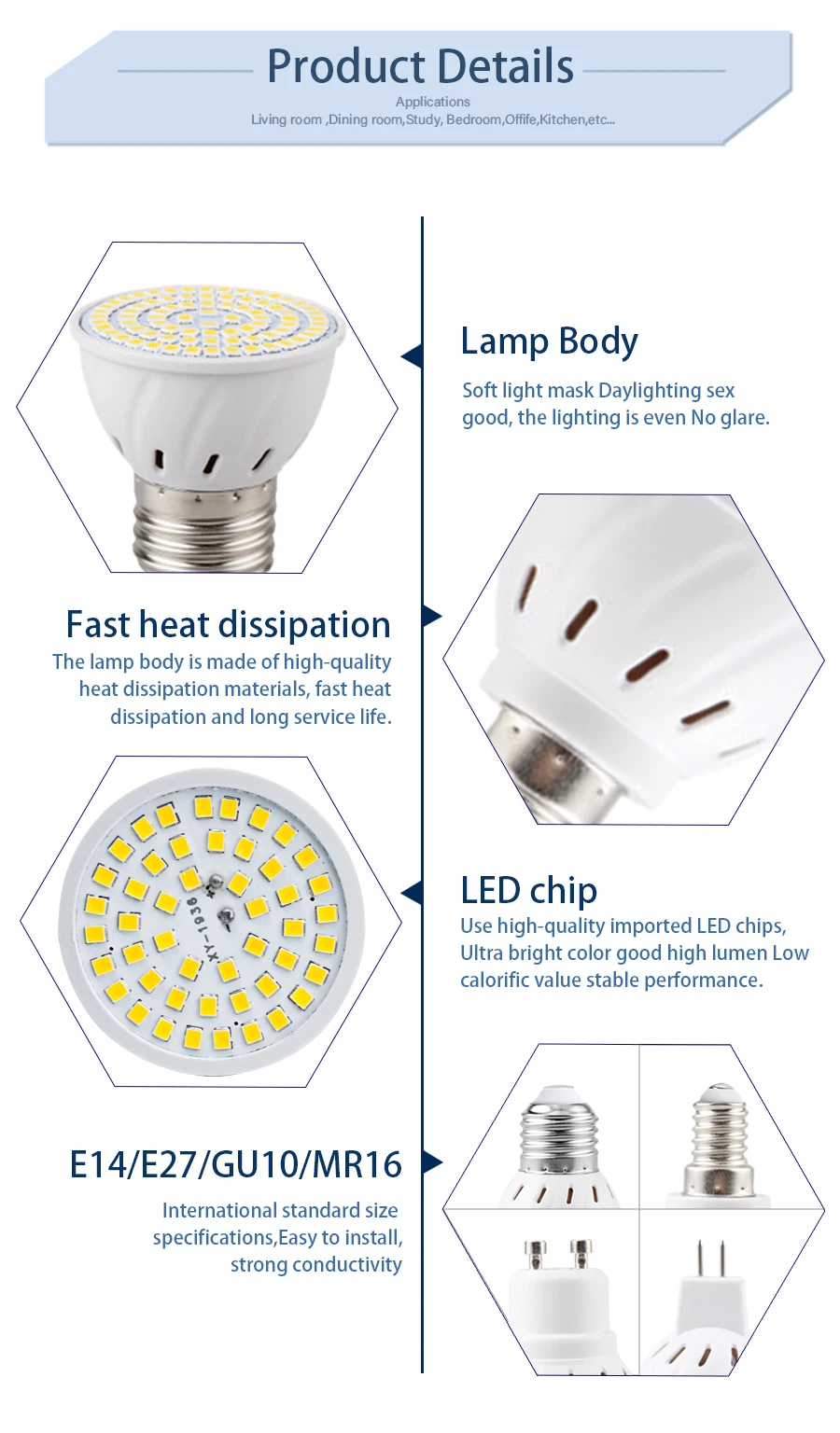Lampadina a LED 48/60/80 220V bianco caldo/bianco 2835 faretti coltiva la luce della pianta 4W 6W 8W per E27 E14 luce a risparmio energetico