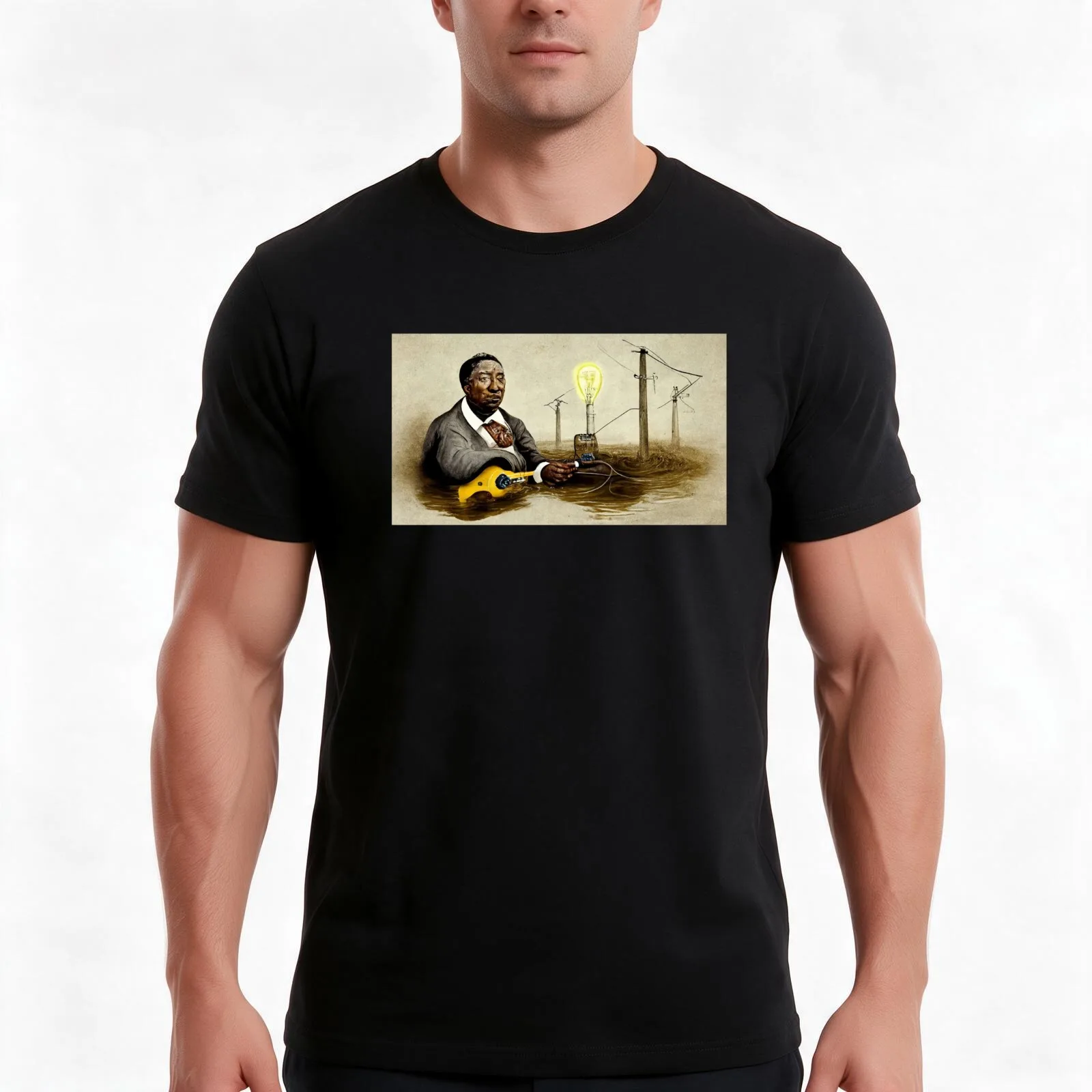 Muddy Waters Inventing Electricity 1 T-Shirt Summer Casual Cotton Tee Oversized Streetwear Tops Vintage Graphic Print