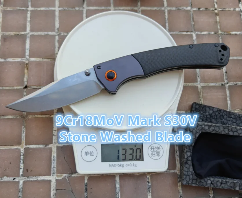 BM-cuchillo plegable de acero laminado chino Damasco/9Cr18MoV, fibra de carbono, aluminio, cobre, herramienta táctica de bolsillo para caza y campamento