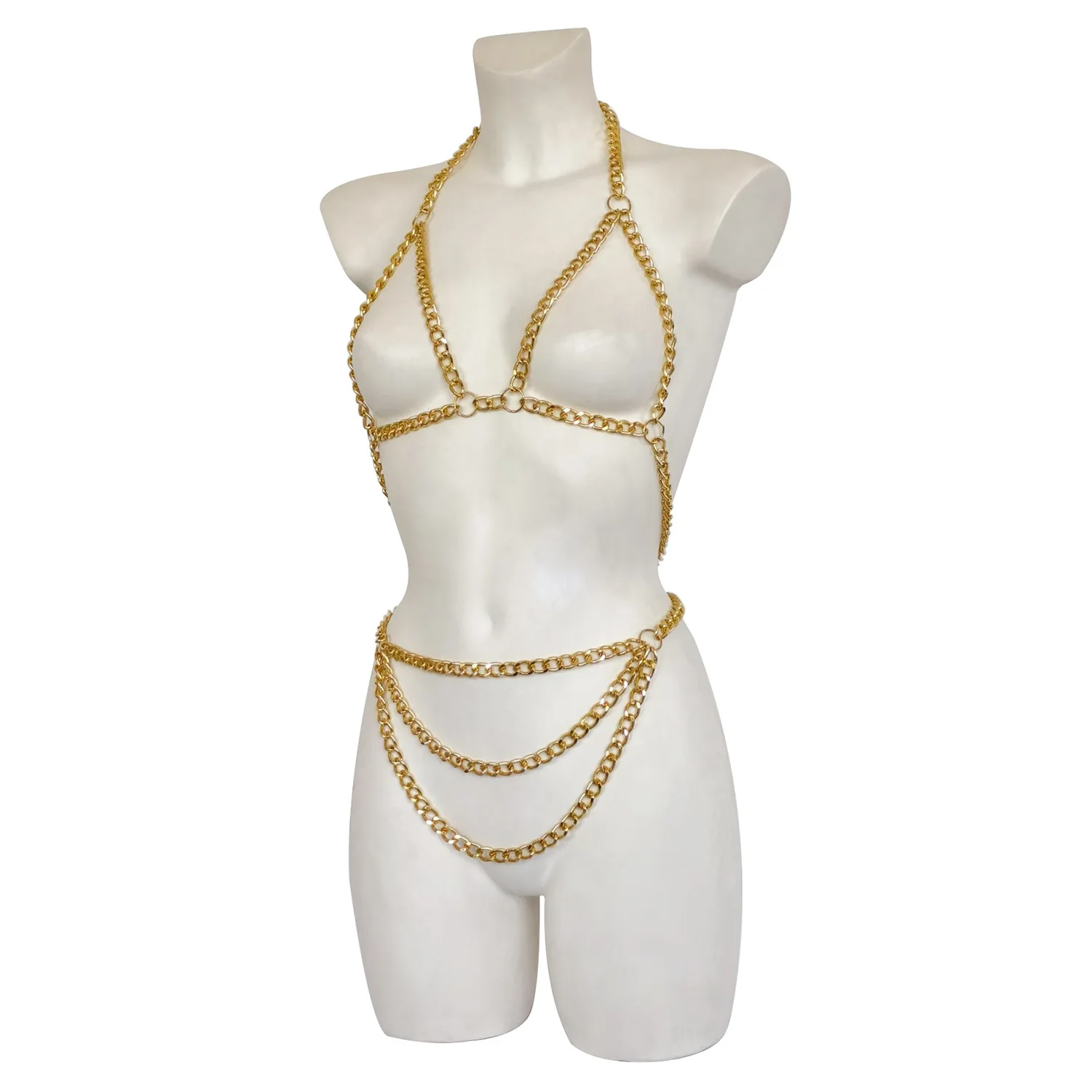 سلسلة مجوهرات مصنوعة يدويًا للنساء سلسلة واسط معدنية مكتنزة لمهرجان الهذيان أداء الزي إكسسوارات تنكرية للحفلات