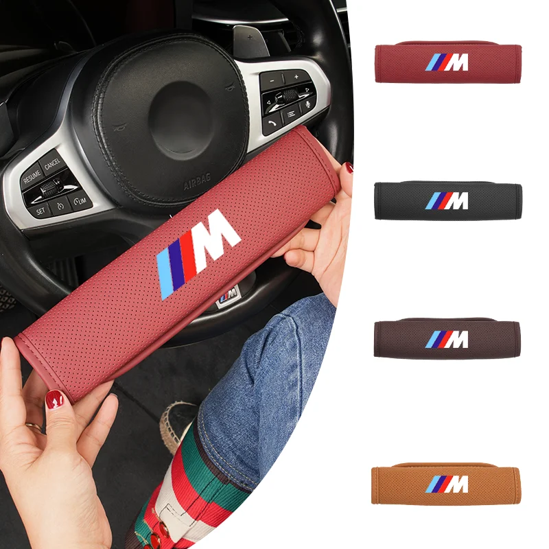 Car logo Seat Belt Protective Cover Long Short Leather Shoulder Pads For BMW X1 X2 X3 X4 X5 X6 X7 G20 G30 6GT E46 E90 E60 F10 E