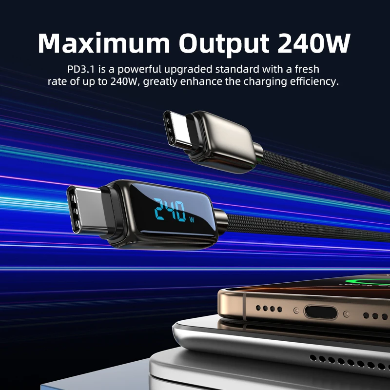 VYVYLABS 240 واط USB C إلى نوع C كابل PD كابل شحن سريع للغاية نوع C آيفون 17 16 15 لشاومي سامسونج ماك بوك #6