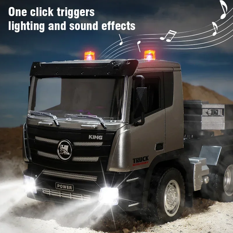 Huina 1318 1/24 RC Ciągnik Siodłowy z Przyczepą 2.4G Zdalnie Sterowany Budowlany Radiowy Ciężarówka z Płaskim Wózkiem Zabawki RC dla Chłopców Dzieci Prezent