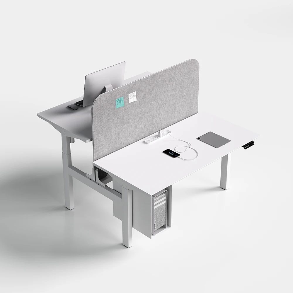 

Modern Design Electric Height Adjustable Dual Motor Frame Standing Desk 140 cm Wooden Headphone Stand Office Desk
