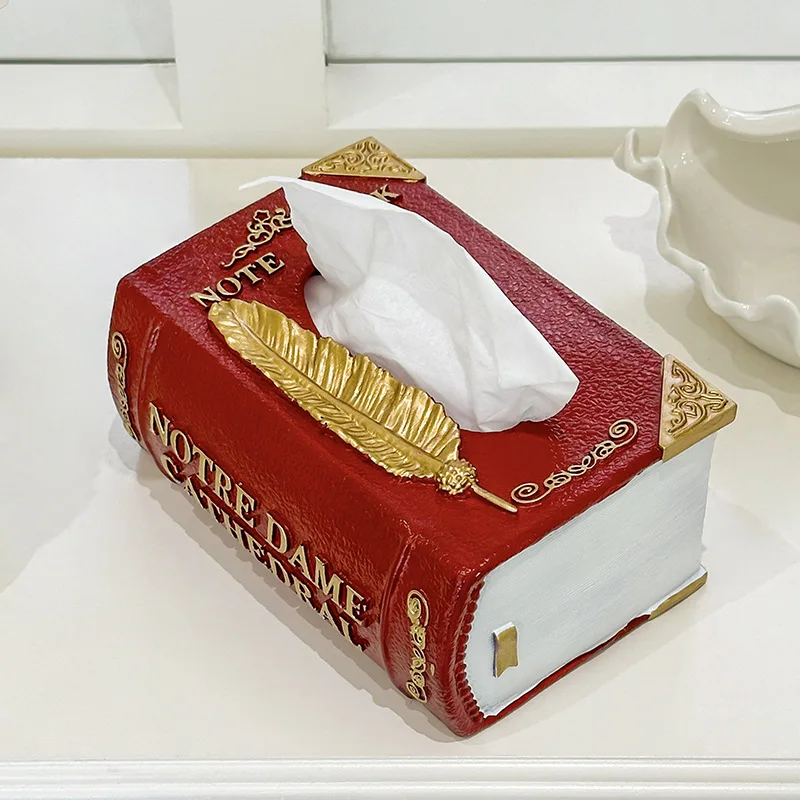 Antique Book Tissue Box Rectangular Tissue Holder Dispenser Napkin Holder Home Decor for Bathroom Living Room Office Car Kitchen