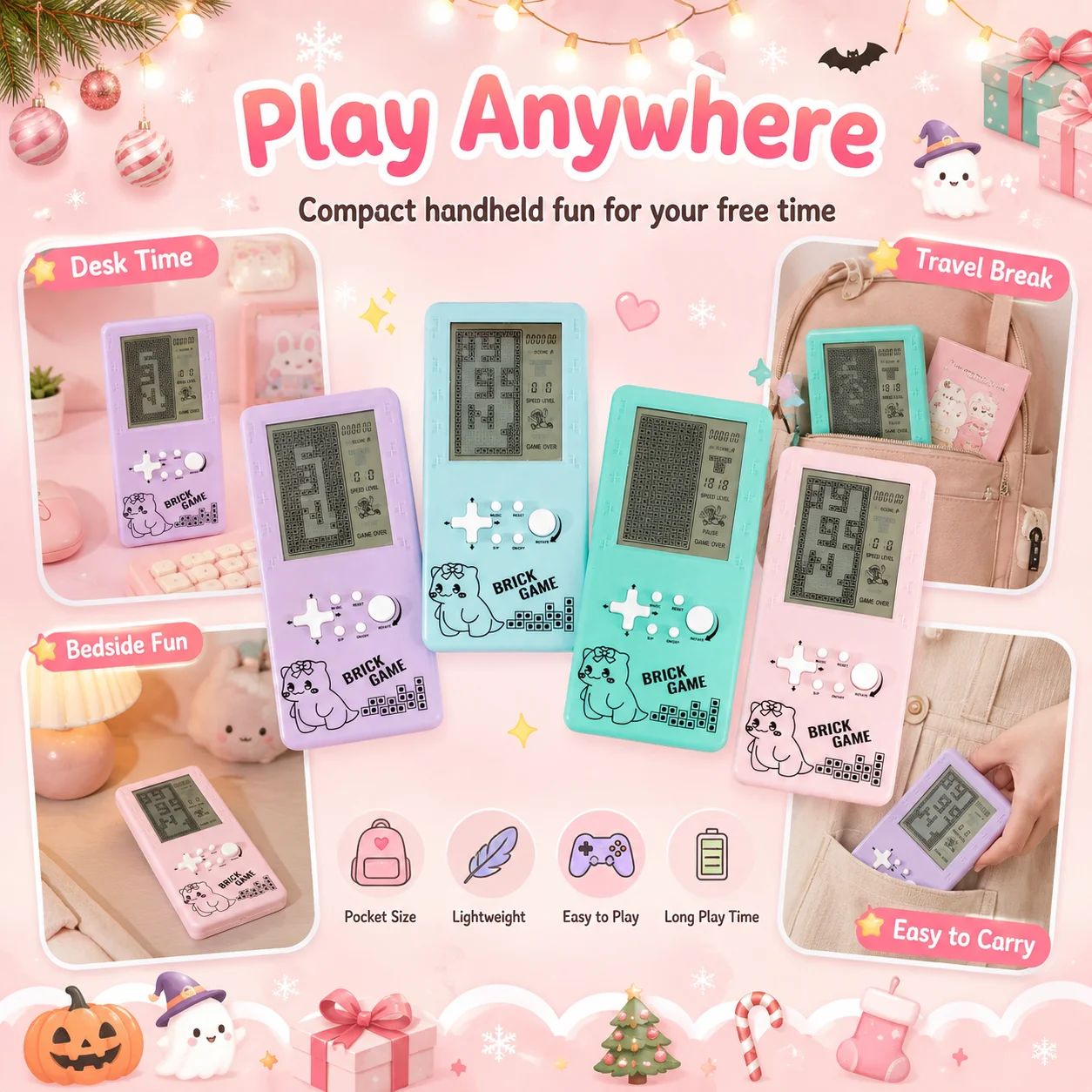 Hot Selling Big Screen Brick Game Handheld Console Squirrel Tetris Game Classic Electronic Pocket Toy Kids Popular Birthday Gift