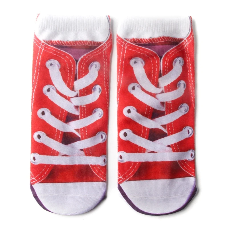 Unisex Cotton Low Cut Ankle Socks Funny 3D Flip-Flops Shoes Pork Skeleton Pattern Printed for Hosi Drop Shipping