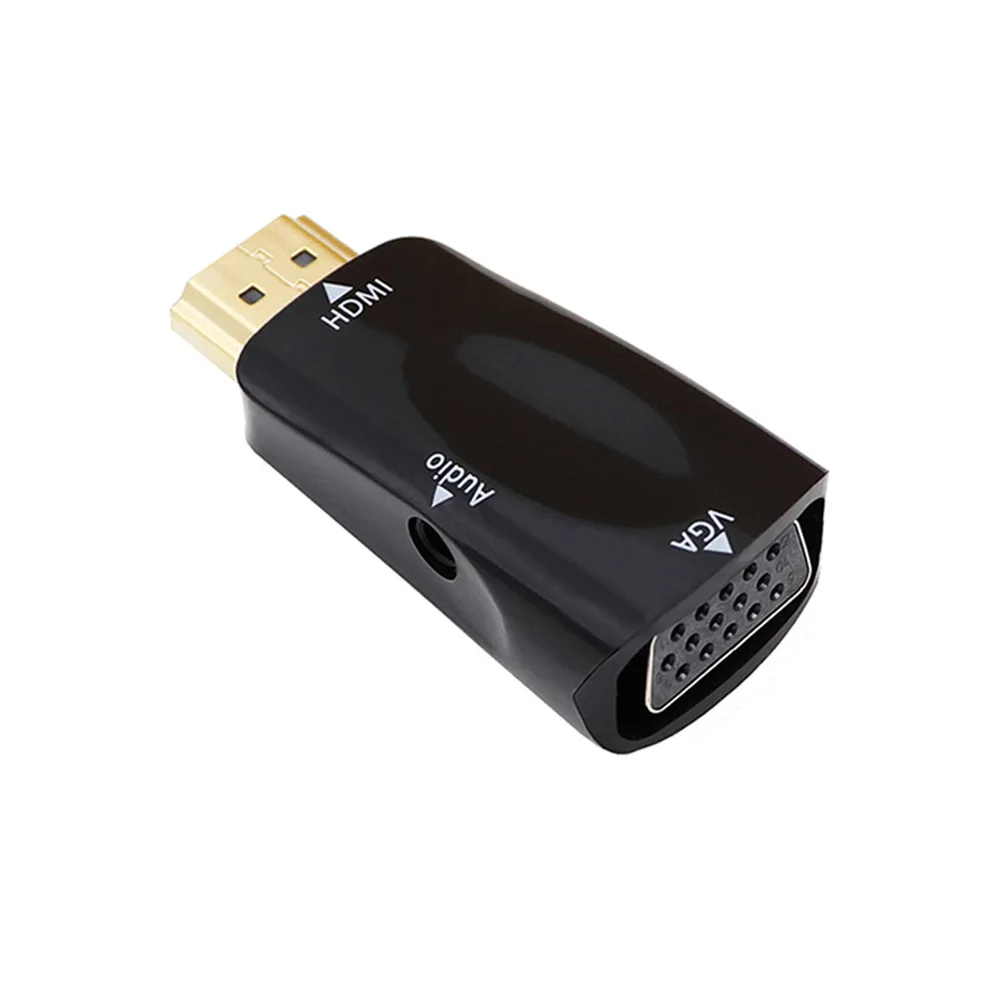 Mini HDMI-compatible to VGA Converter Wide Compatible Male To Famale Converter Adapter 3.5 mm Jack Audio HD 1080P For PC Monitor